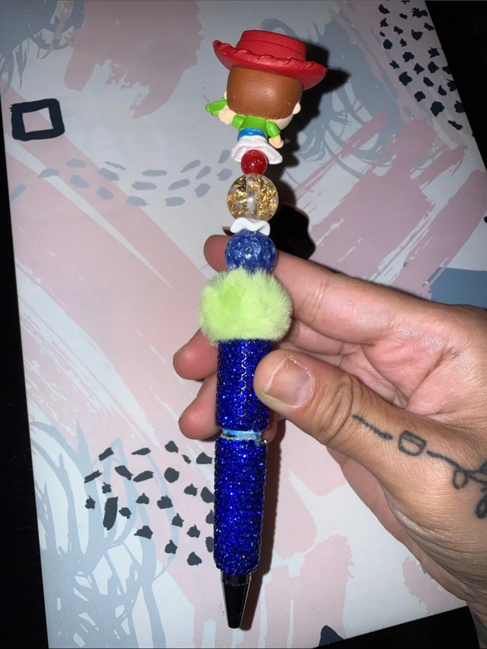 New Blue Crystal Embellished Toy Story  Pen with Jesse Top